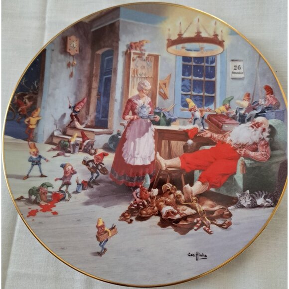 Classic American Santas Rest Ye Merry Gentleman Christmas Plate  George Hinke - Picture 1 of 2
